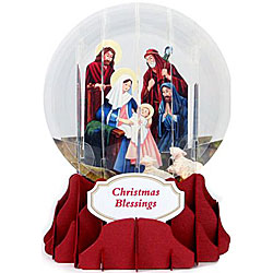 Nativity Snow Globe Greeting (Medium, 5")
