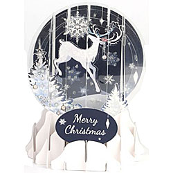 Reindeer Silhouette Snow Globe Greeting (Medium, 5")