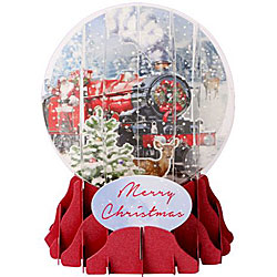 Santa's Express Snow Globe Greeting (Medium, 5")