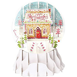 Candy House Snow Globe Greeting (Medium, 5")