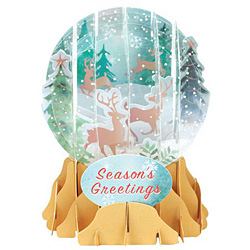 Prancing Reindeer Snow Globe Greeting